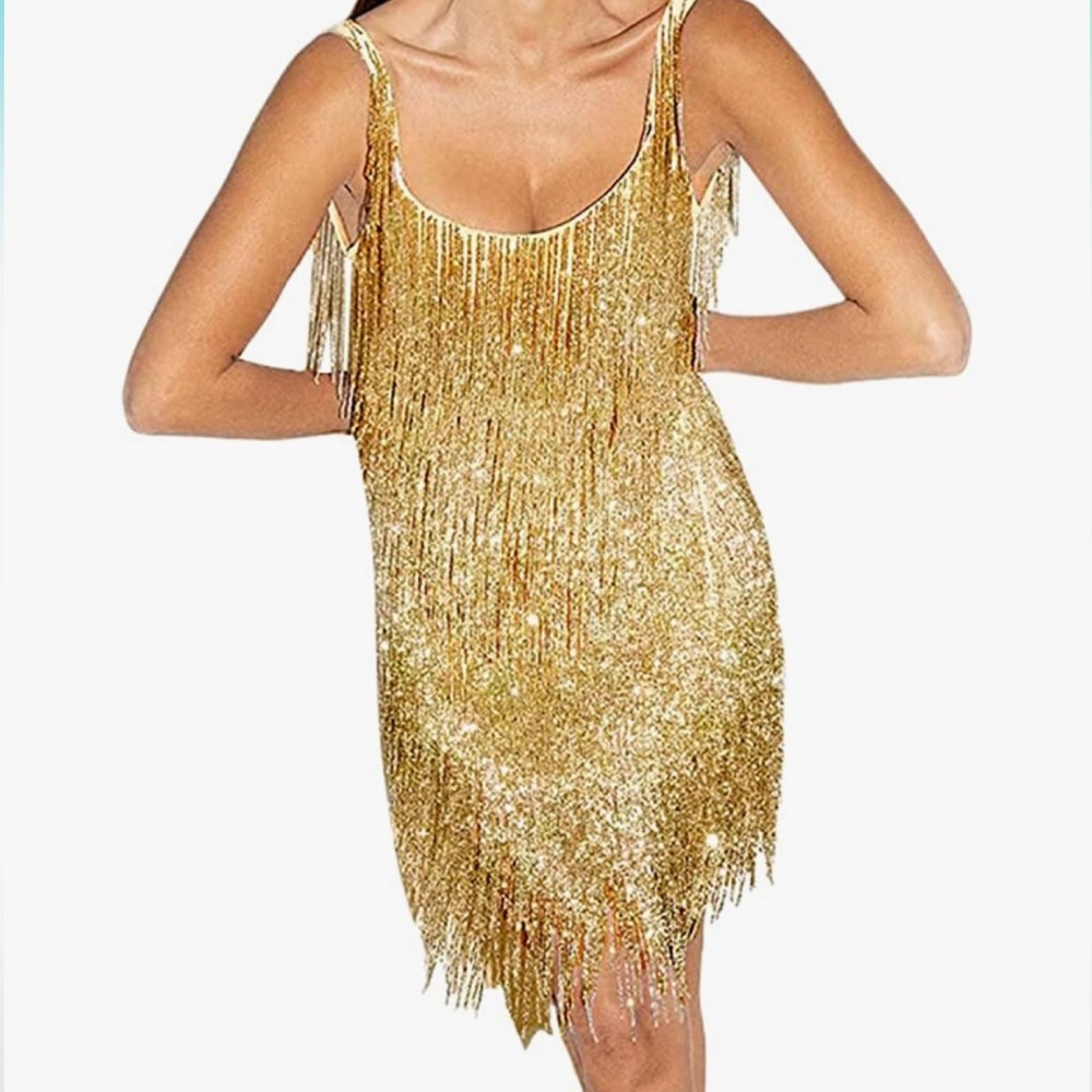 Gold Fringe Dress